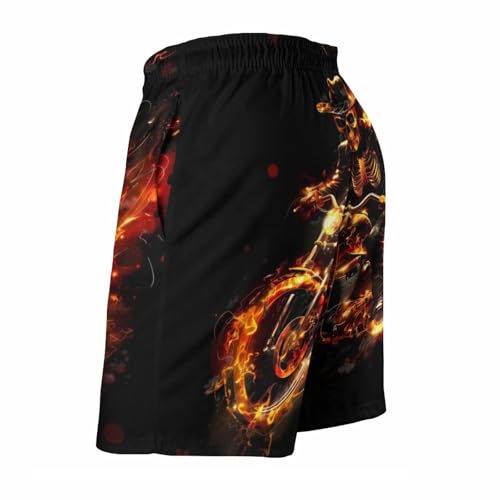 Fire Skeleton Riding Motorcycle Men's Swim Trunks Quick Dry Beach Shorts Board Shorts Bathing Suits with Pockets4