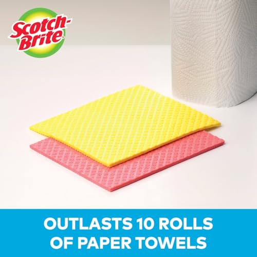 Image of Scotch-Brite Sponge Cloth, Swedish Dish Cloths, Reusable Alternative to Paper Towels, 24 Sponge Cloths