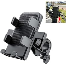 Motorcycle Phone Mount, Anti-Slip & Shock-Absorbing Bike Phone Holder, Adjustable Handlebar Cellphone Cradle for 5-7.2" Smartphones, for Motorcycle Bicycle Scooter/ATV Black