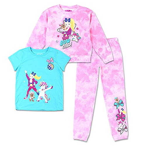 JoJo Siwa girls Cute Comfy Soft Fleece Sweatshirt Sweatpant Tee 3 Piece Set3 Piece Set