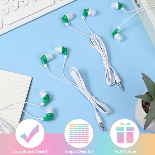 Image of 50 Pack Earbuds Wired Bulk for Classroom 3.5mm Jack, Green