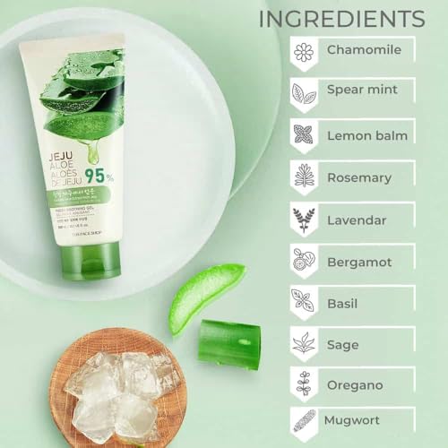 Image of The Face Shop Pure Aloe Vera Gel, 300ml for Skin, Hair & Body | Aloe Vera with Vitamin E | Clear Gel for Ultimate Hydration & Glow | Korean Skin care products