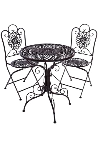 Wohnando 3tlg. Bistroset Balkonset Gartenmöbel klappbar mit Mosaik Bistrotisch mit 2 Stühlen, Metall, Balkon-Set Terrasse, Balkon, Pia
