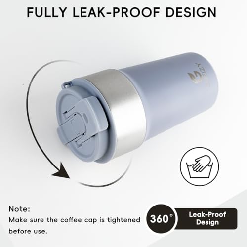 Image of Insulated Travel Coffee Mug, 17oz Stainless Steel Leakproof Flip Straw Cup