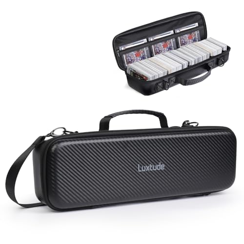 Luxtude Card Carrying Case with 4 Dividers Travel Trading Card Storage Case Portable Sports Cards Carrying Cases Toploader Storage Box for Pokemon MTG TCG Cards Against Humanity and Game Cards