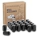 24pcs Black 12x1.5 Metric Wheel Lug Nuts - Closed End Bulge Conical Taper Acorn Cone Seat - 1.4 inch Length - Installs with 19mm or 3/4 inch Hex Socket