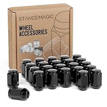 StanceMagic - 24pcs Black Bulge Lug Nuts, 7/16x20 Threads, Cone Taper Acorn Seat, Closed End, 1.4 inch Length, Compatible with Chevrolet Trucks K10 Jimmy K15 K1500 Pickup Suburban