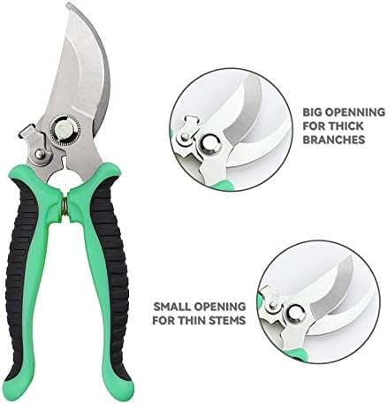 Alfresco Garden Shears, Secateurs & Pruning Scissors of Garden Tools, Mitre Shears, Florist Scissors, Snips, Trimmer, Clippers with Locking Handle, Gardening Gifts for Men (Green)
