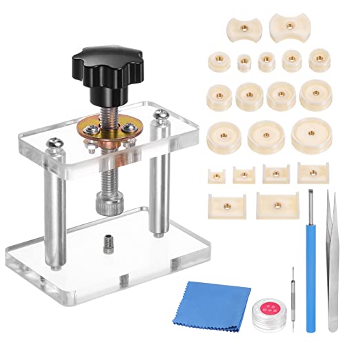HARFINGTON Watch Press Set, Watch Back Case Screw Type Closer with 20 Dies Watch Repair kit Case Opener Acrylic Watch Press Tool Set for Watch Repairing
