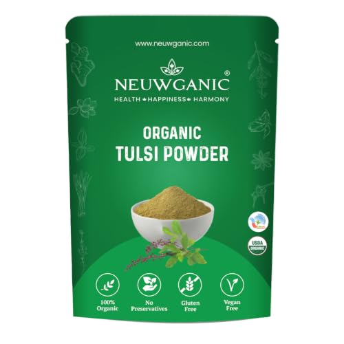 Image of Organic Tulsi Powder - Holy Basil Powder - India Organic and Usda Certified - Ideal for Making Kadha, Tea & Chutney - 200 Gm Pack Of 1