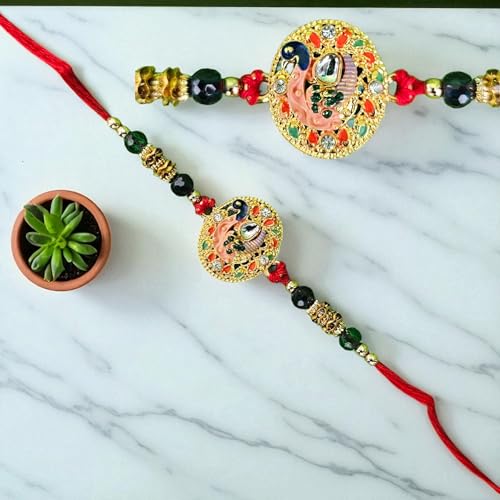 Peacock Rakhi for Beloved Ones | Special Character Rakhi| Free Tilak Set | Special Brass Character | PoPo Toys® | Assorted Color