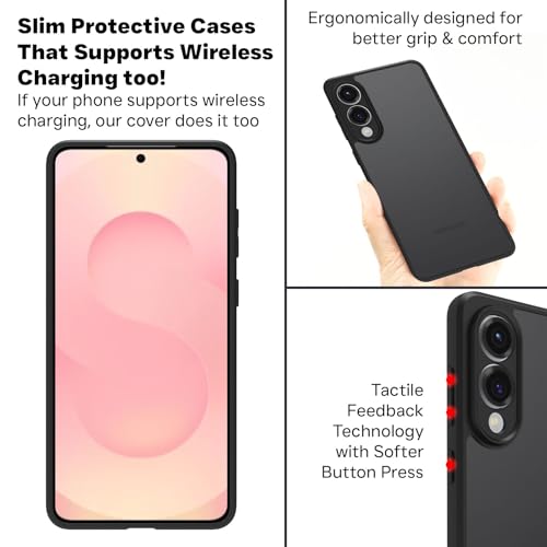 Image of RIGGEAR Shockproof Sleek Hybrid Armor Back Cover Case for Samsung Galaxy S25 Edge (Smoke Black Matte PC with Black TPU Bumper)