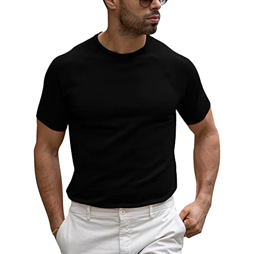 Runcati Men's Long Sleeve Crewneck T-Shirt - Lightweight Vintage Basic Tee With Chest Pocket - View #8