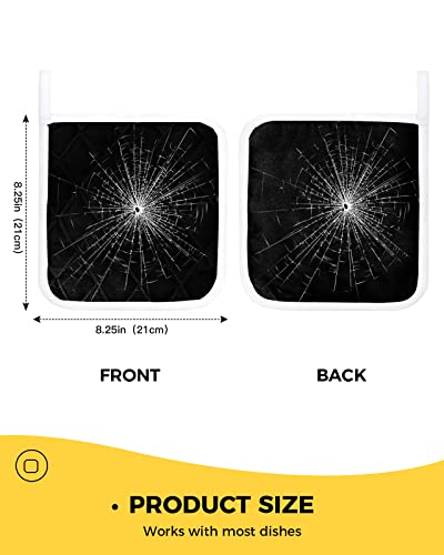 Oven Hot Pads Pot Holder Set For Kitchen Hot Pads Heat-Insulation Potholders Broken Glass Texture On Black Background Pot Holders For Cooking Baking Grilling 3 Pcs #TOP2