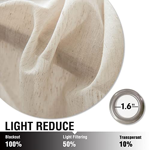 Boho Curtains For Bedroom Living Room Farmhouse Linen Curtains 84 Inches Long Beige Striped Embroidered Curtains 2 Panels Grommet Semi Sheer Neutral Bohemian Window Curtains Drapes, 52X84 Taupe #TOP4