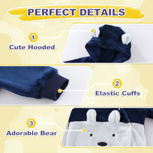 Image of Fairy Baby Newborn Baby Snowsuit Bear Suit Romper Winter Warm Coat Infant Fleece Footie Jumpsuit for Girls Boys 0-18M