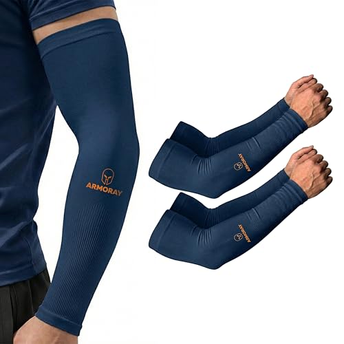 Image of ARMORAY Arm Sleeves for Men and Women - UV Sun Protection Cooling Compression - Tattoo Cover Up Sleeve for Daily Wear & Work