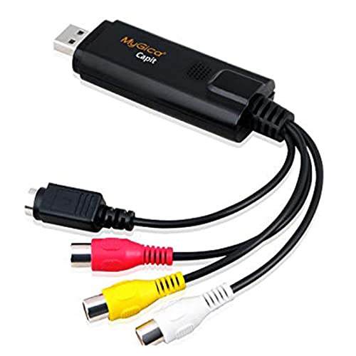 MyGica Geniatech   Tarjeta de Captura de vídeo Externa USB   Transferencia de vídeo VHS a PC/Xbox 360 y PS3 Gameplay/S Video y Composite en Windows 10/8/7/XP/Cable y Software