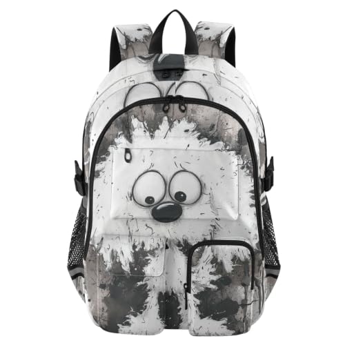 Mochila para laptop de perro blanco para adolescentes y niñas de 7 a 18