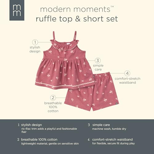 Modern Moments™ by Gerber Baby Girls' Ruffle Top and Shorts Set, Medium Rose Bouquet, 18 Months — view 6
