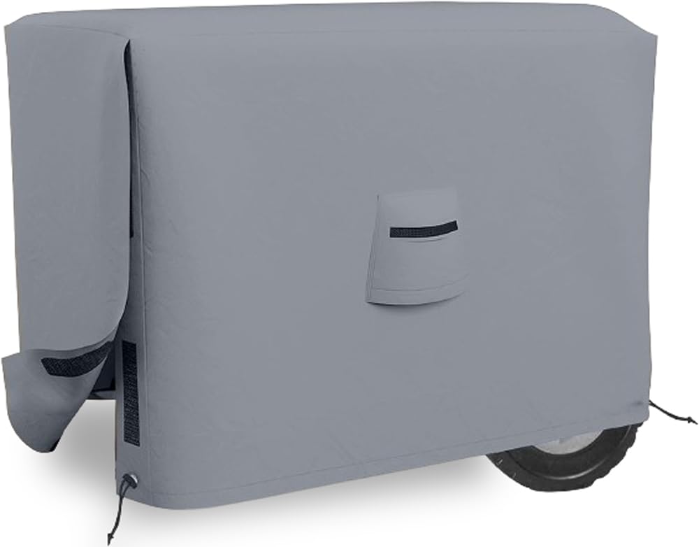 Cubiertas para generadores al aire libre, 100% resistentes a los rayos UV y a la intemperie, cubierta para generador con bolsillos de aire y cordón para Sungfit (26" x 20" x 20"), gris)