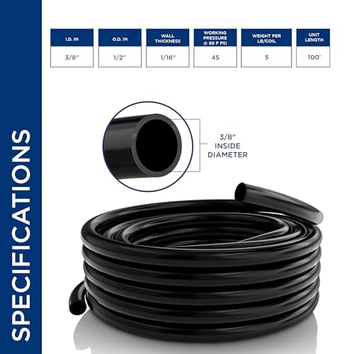 Image of Alpine Corporation 3 /8 Inch Inside Diameter and 100 Feet Long PVC Tubing for Ponds, Fountains and Waterfalls Circulations, Black