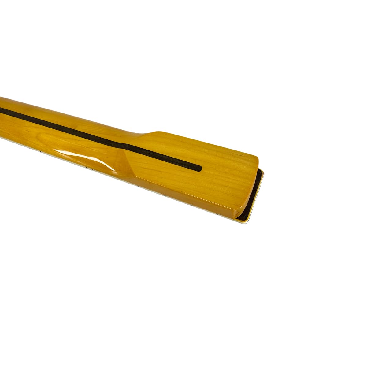 Manico di ricambio per chitarra elettrica in acero per mancini, con vernice gialla lucida, 22 tasti, scala 64,8 cm, tastiera in palissandro con inserto bianco, forma a C, dado normale sul