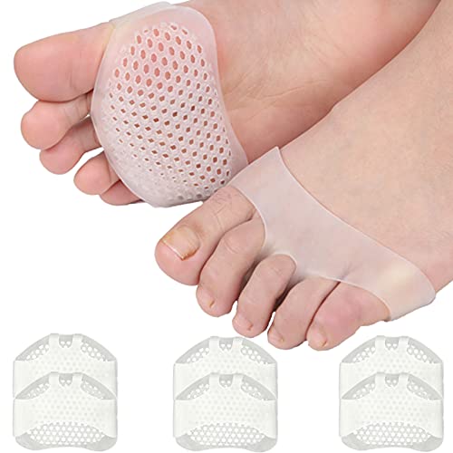 Metatarsal Pads for Women, 3 Pairs Transparent Breathable Gel Metatarsal Cushions, Metatarsal Foot Pads for Pain Relief Ball of Foot Cushions