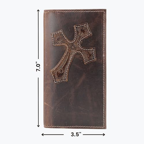 American Bison Oil Pull Up Leather Rodeo Wallet – Tooled Western Design, Durable & Stylish (Brown)3