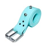 DiveTec Silicone Diving Weight Belt 54' (138cm) with Detachable Stainless Steel Fastening Studs – Ideal for Freediving & Spearfishing (Aqua Blue)