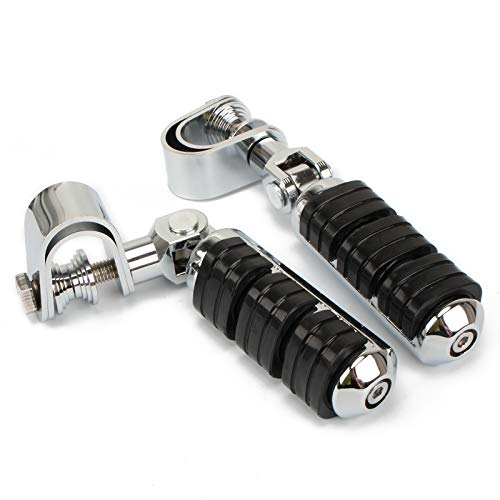 Motorcycle Foot Pegs Highway Footrest Adjustable U-Clamp Mount Kits 1 1/4 Inch Engine Guard Crash Bar for Sportster Touring Dyna Softail V-Rod