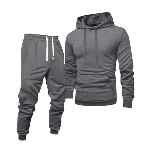 2 Piece Sweatsuits for Men Casual Jogging Tracksuit Set Long Sleeve Athletic Hoodie and Pants Sets Fashion Clothes（M,Dark Gray）