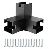 Kit de accesorios para cenador, soportes de pérgola de bricolaje en ángulo recto para esquinas de acero con recubrimiento en polvo negro para postes de madera (3T)