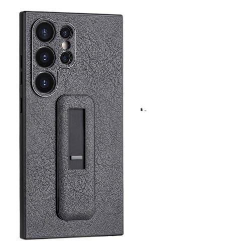 Étui cuir pour Samsung S23 Ultra avec support coulissant et antichoc d'objectif noir
