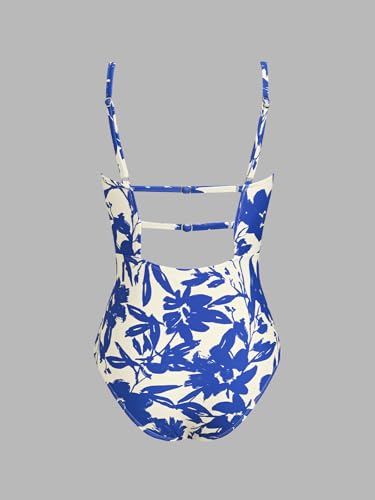 Image of CUPSHE Women Swimsuit One Piece Bathing Suit Square Neck Cutout Back Tummy Control with Adjustable Spaghetti Straps