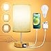 Suright Nachttischlampe Touch Dimmbar mit USB A+C Ladeanschlüssen, Lampenschirm aus Leinenstoff, Holzsockel, Kleine Tischlampe für Schlafzimmer Wohnzimmer (LED-Birne Inklusive) Touch Lampen günstig Kaufen-Suright Nachttischlampe Touch Dimmbar mit USB A+C Ladeanschlüssen, Lampenschirm aus Leinenstoff, Holzsockel, Kleine Tischlampe für Schlafzimmer Wohnzimmer (LED-Birne Inklusive)