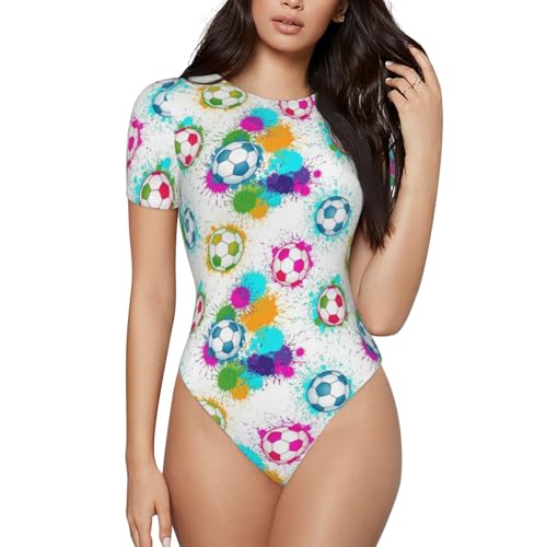 Meaudiwes Women’s Ink Splash Paint Soccer Bodysuit