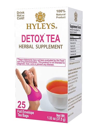 Hyleys Detox Tea for Cleanse - Black Tea - 25 Tea Bags (12 Pack)