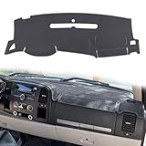 HanLanKa Dashboard Cover for GMC Sierra and Chevrolet Silverado- Fits 2007-2013 Models with Two Glove Boxes. Custom Fit Dash Mat, Won't Break Dash Sensors(Premium Carpet, Gray)