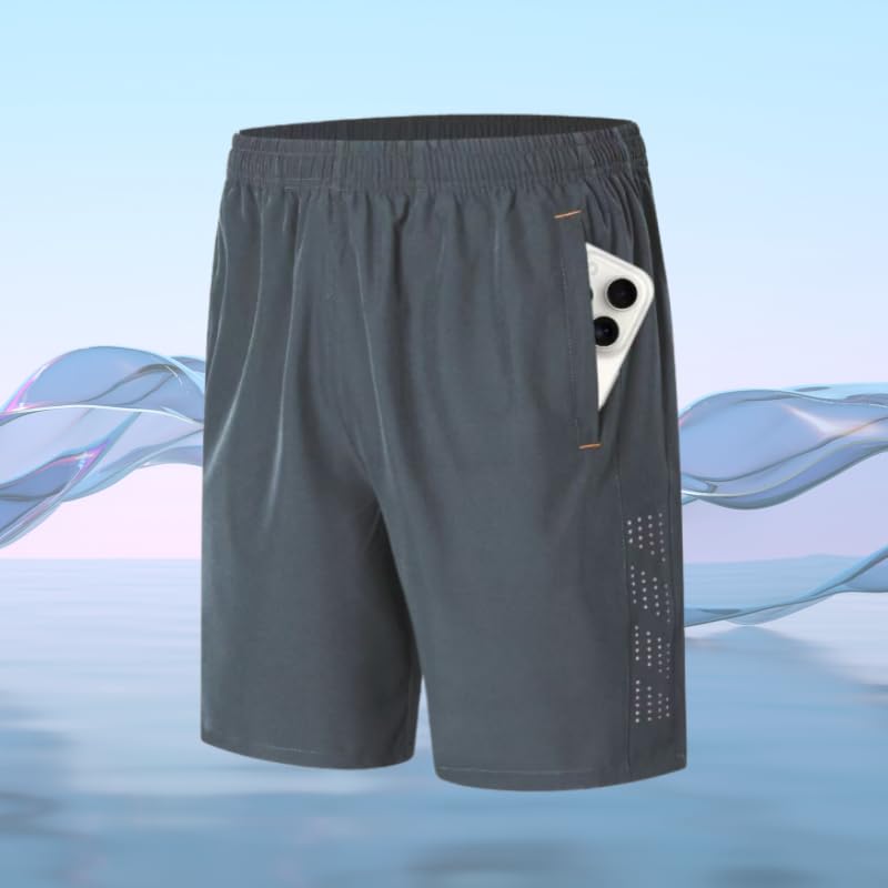 Mens Athletic Shorts with Elastic Waist and Zippered Pockets Quick Dry Breathable for Workout Running and Gym