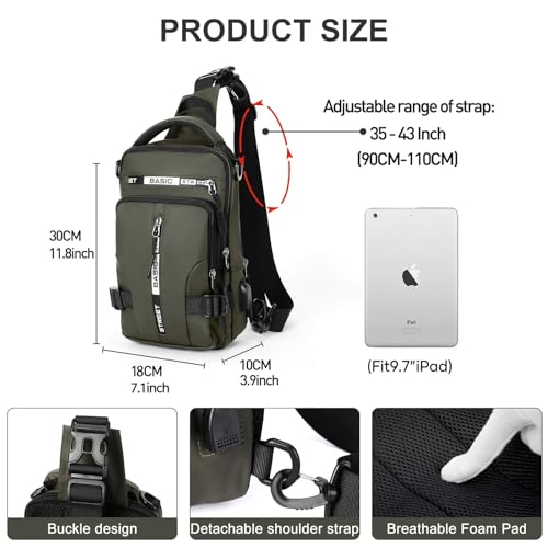 Crossbody Sling Backpacks Sling Bag for Men Women, Small Shoulder Backpack Motorcycle Chest Bags One Strap Backpack, Mini Chest Daypack for Casual Travel Hiking Gym Outdoor Sports Green2
