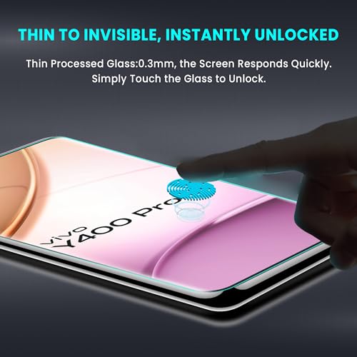 Image of FIRST MART Military Grade UV Tempered Glass For Vivo Y400 Pro 5G (6.77 Inch) With Edge To Edge Full Screen Coverage & Easy UV Installation Kit | Crystal Clear, Pack of 2