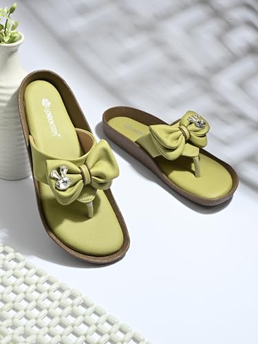 Image of Women Stylish Bow Flip Flops | Soft Comfort Toe Post Slippers for Women | Casual Lightweight Everyday Wear Sandals