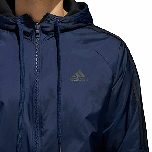 Adidas Men's Reversible Balance 3-Stripes Lightweight Hooded Jacket, Collegiate Navy/Black2