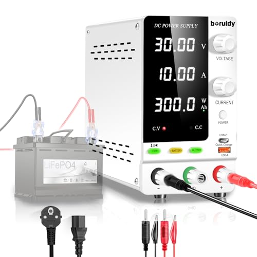 boruidy Alimentation de Laboratoire 30V 10A,Encodeur et Affichage LED à 4 Chiffres Alimentation...