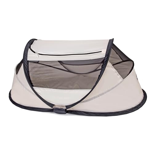 Deryan Baby Reisebett ab Geburt bis 2,5 Jahre - Pop Up Babybett Babyzelt in 2 Sekunden aufgestellt - inkl. Moskitonetz & Reisetasche - 76x46x117cm (Creme)
