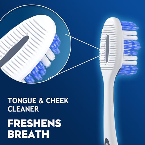 Image of Medium Toothbrushes for Adults with Tongue Cleaner, Utilizing whitening Spiral Wave Brush bristles, it Effectively Cleans Coffee, Tea, and Smoke Stains, Gentle Rounded Tips（6 Pack）