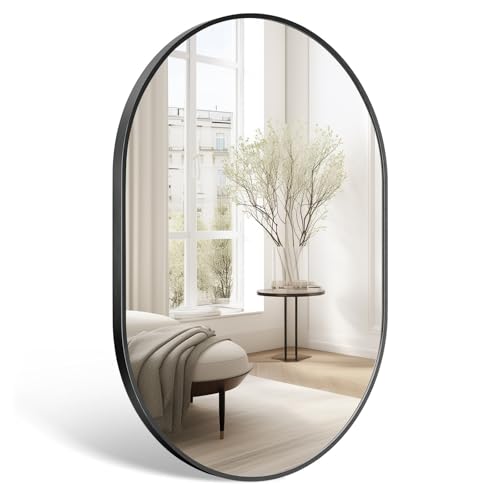 Holdfiturn 50 x 70cm Oval Mirror,Horizontal or Vertical Hanging Wall Mirror