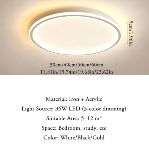 Plafón de techo LED blanco de 50cm para salón y dormitorio moderno 2