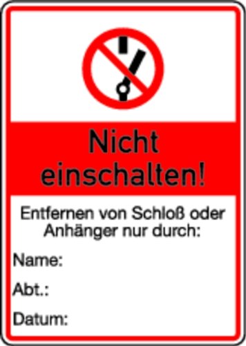 LEMAX Wartungsanhänger 'Nicht Einschalten!' – 148x105 Mm, Kunststoff, Witterungsbeständig